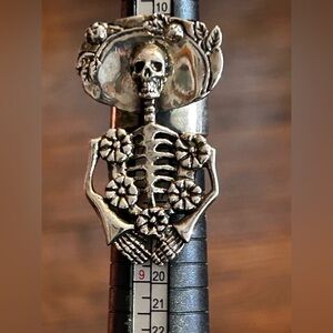 Huge Mexican Skeleton Dia de Muertes Day of the Dead Sterling Ring